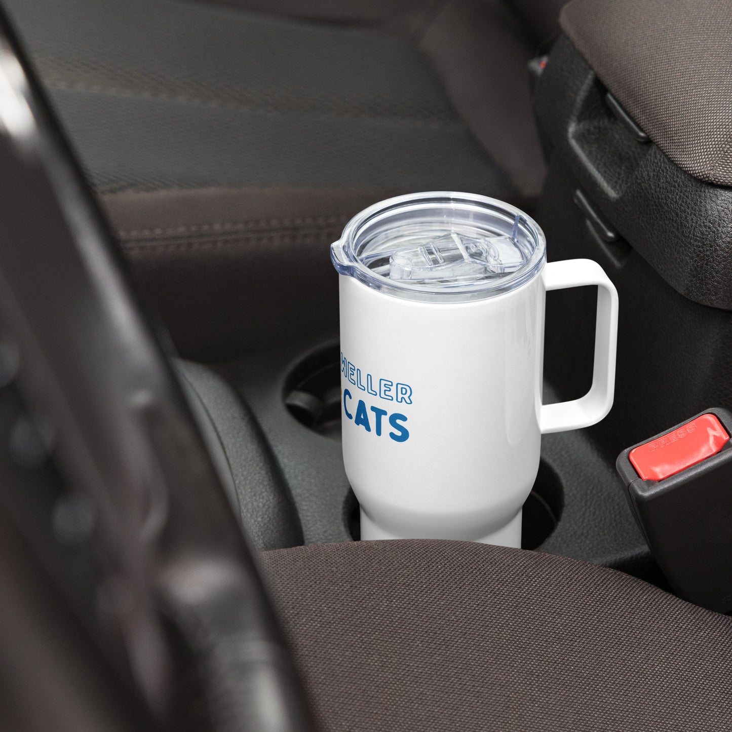 White Wild Cats Travel Tumbler with Handle