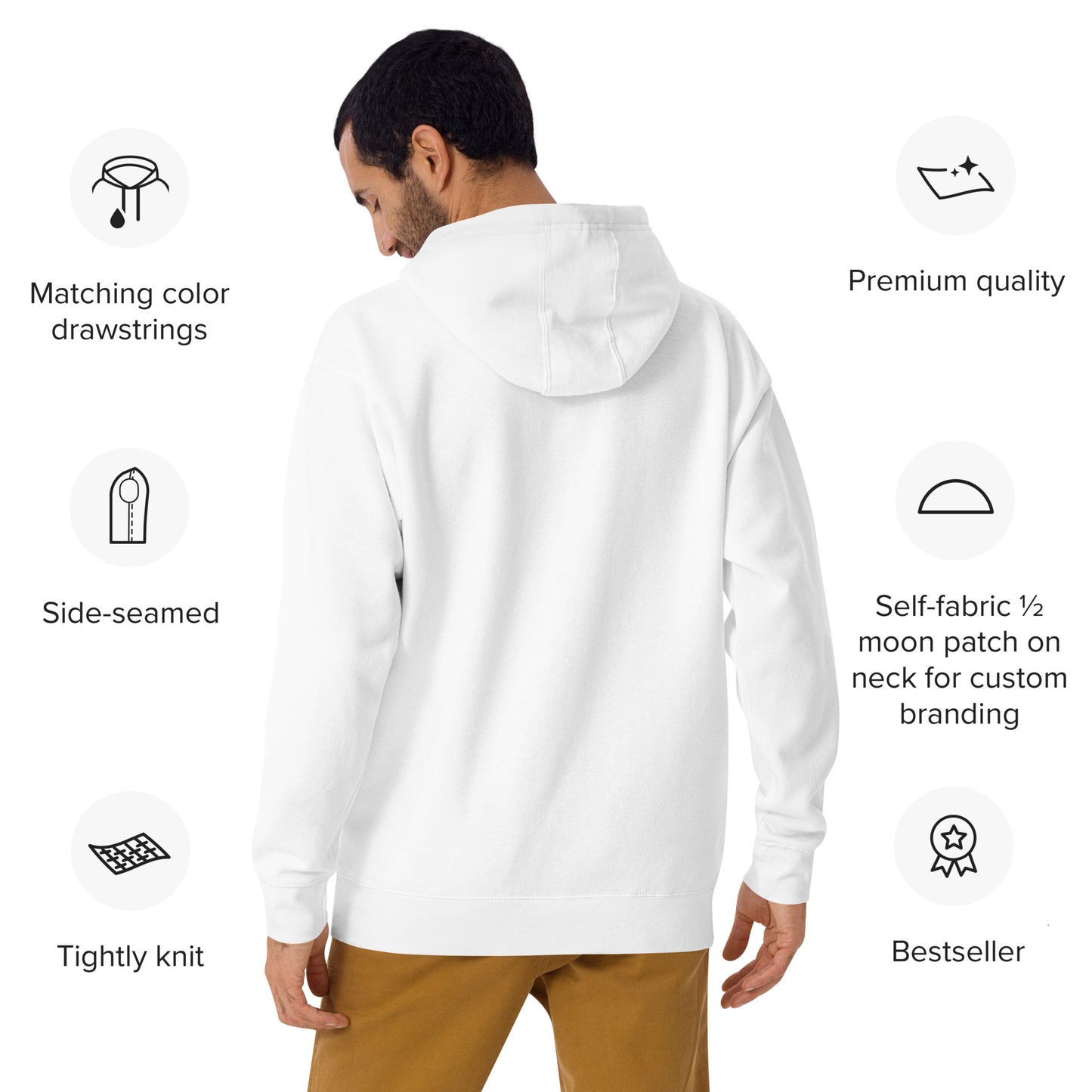 White and Blue Unisex Adult Hoodie