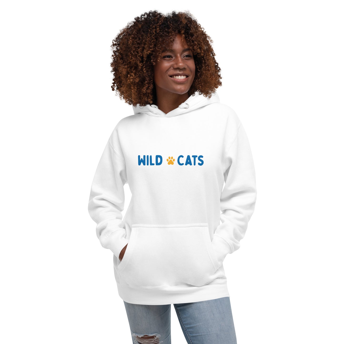White and Blue Unisex Adult Hoodie