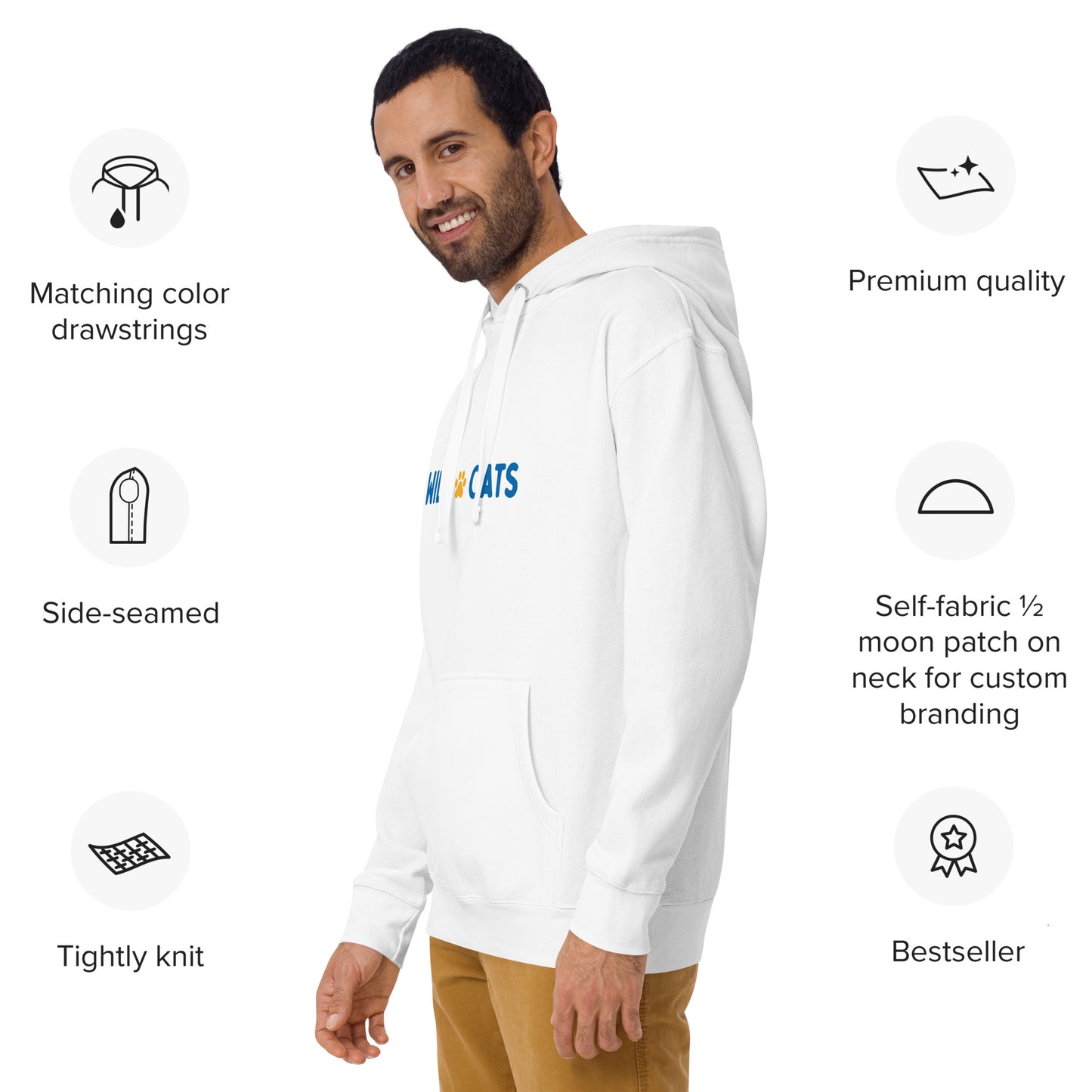 White and Blue Unisex Adult Hoodie