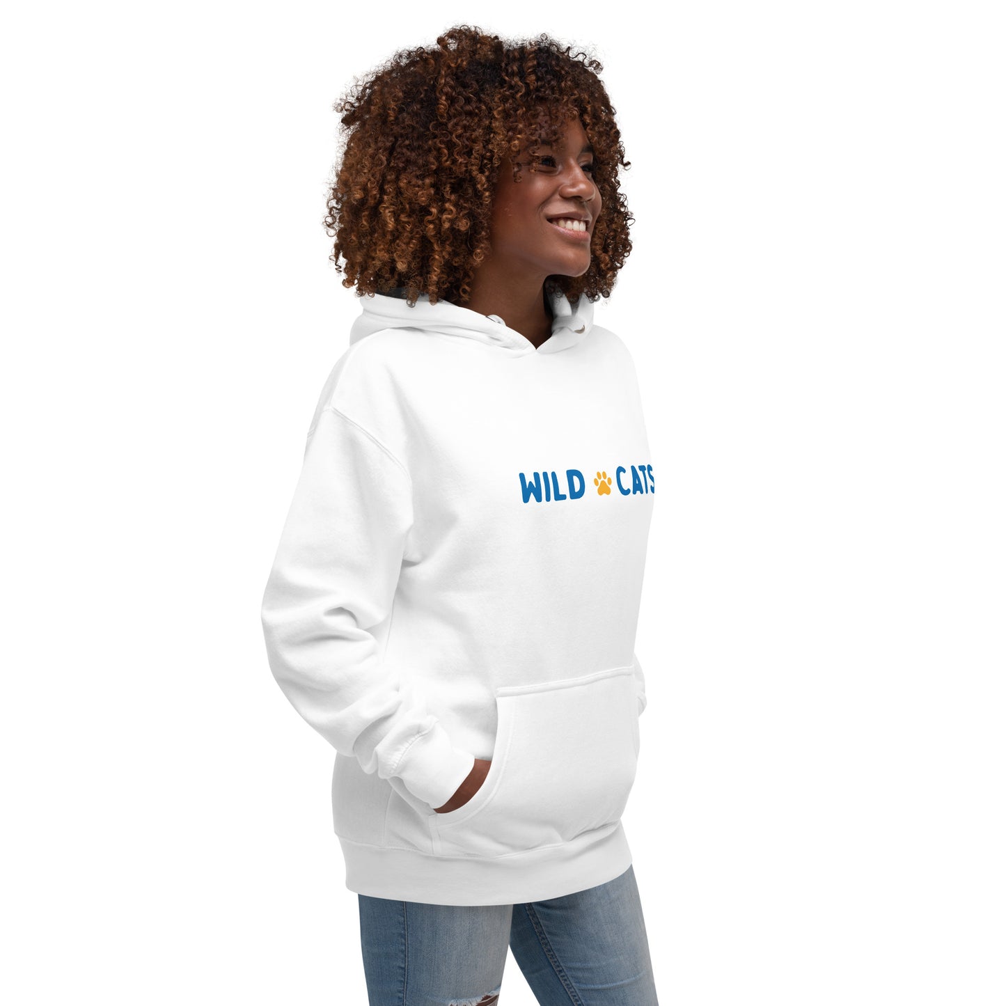 White and Blue Unisex Adult Hoodie