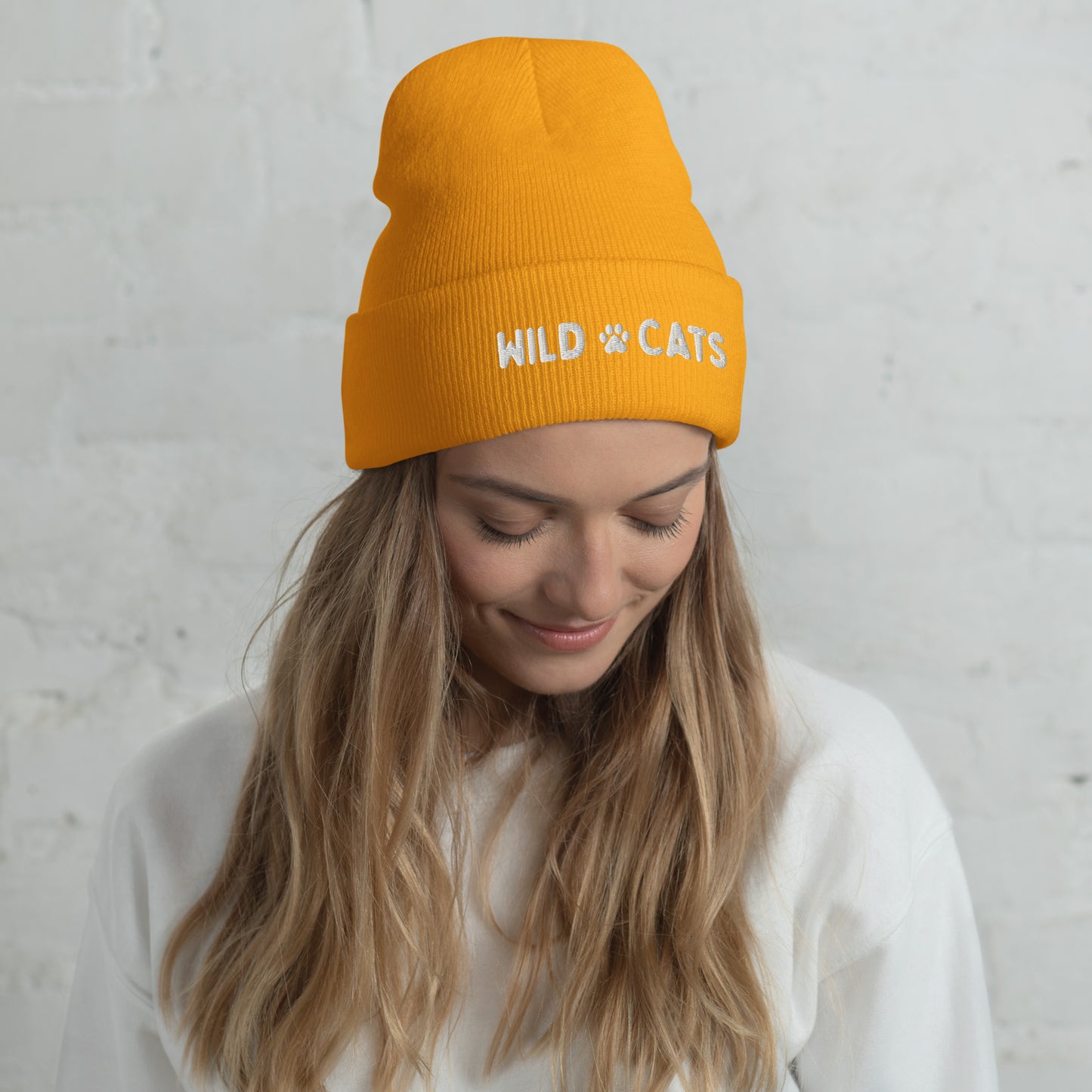 Yellow Wild Cats Cuffed Beanie