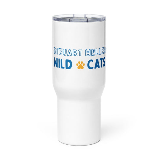 White Wild Cats Travel Tumbler with Handle