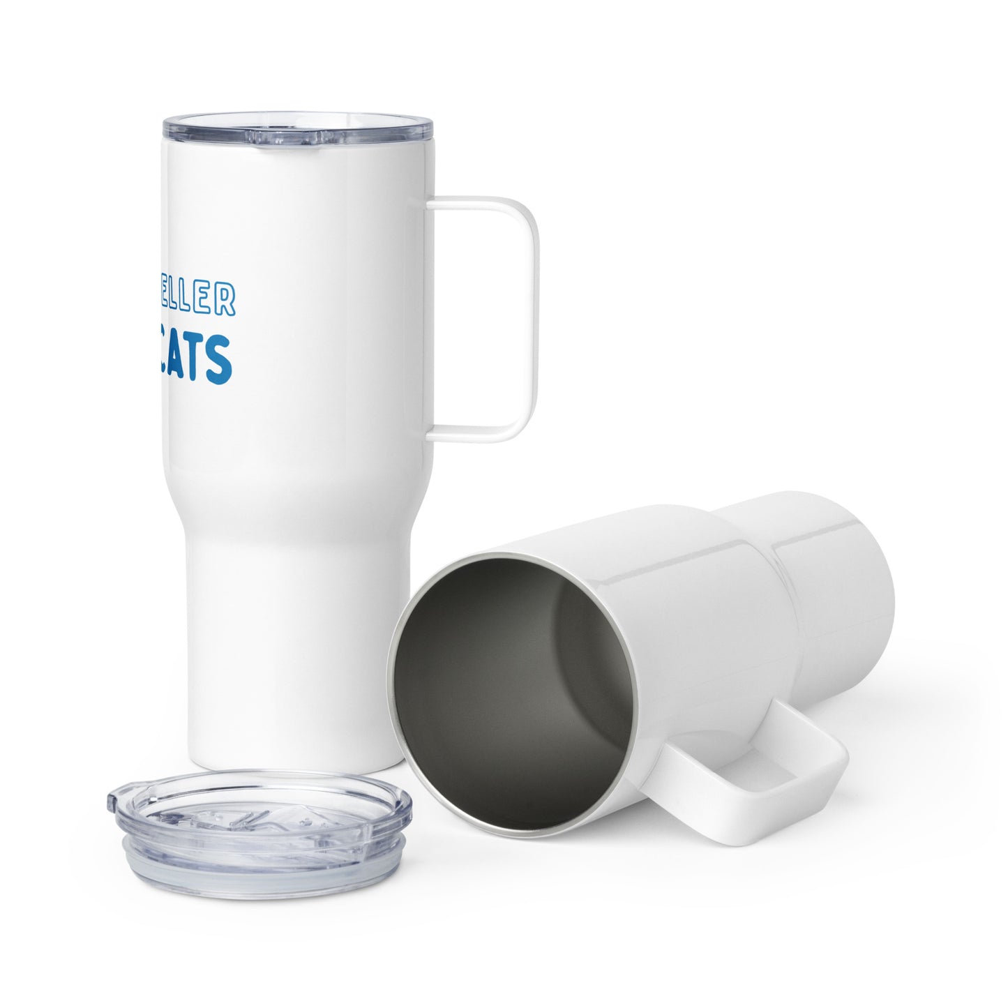 White Wild Cats Travel Tumbler with Handle