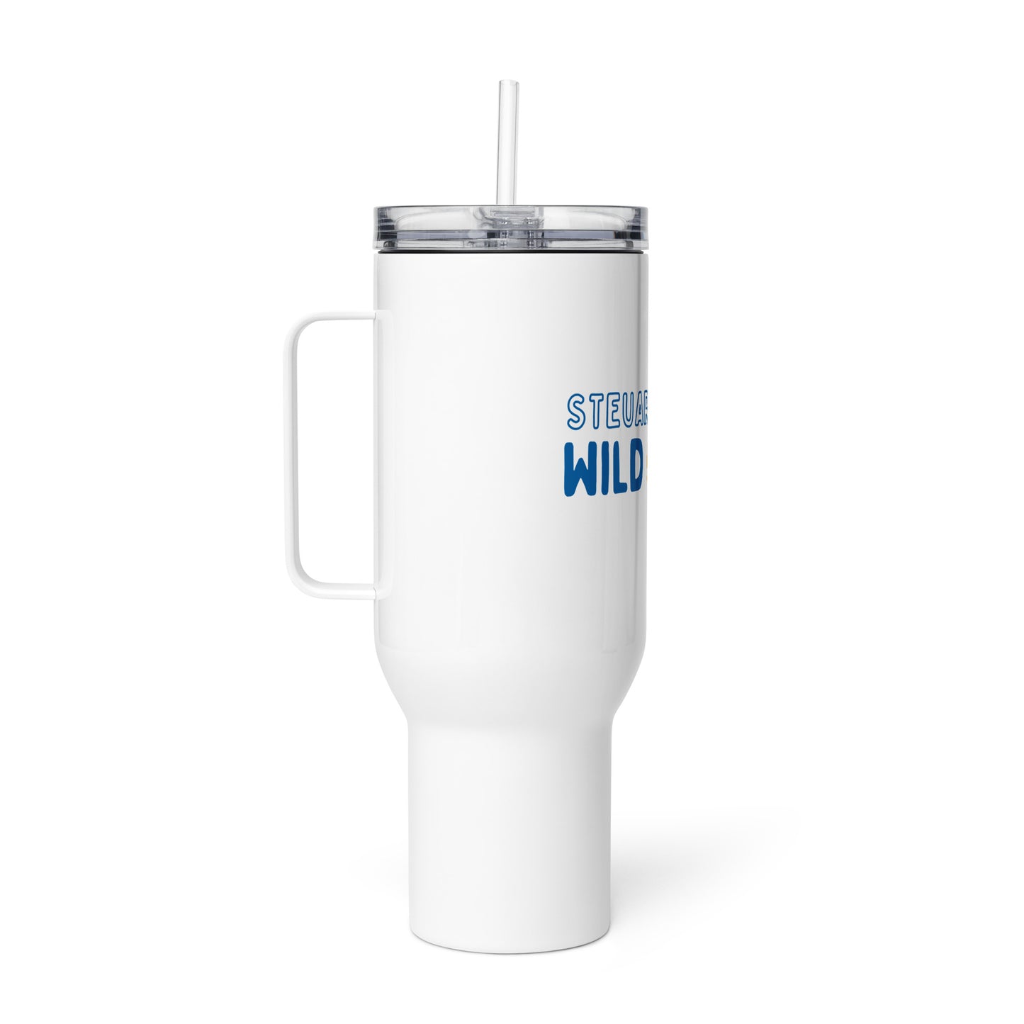 White Wild Cats Travel Tumbler with Handle