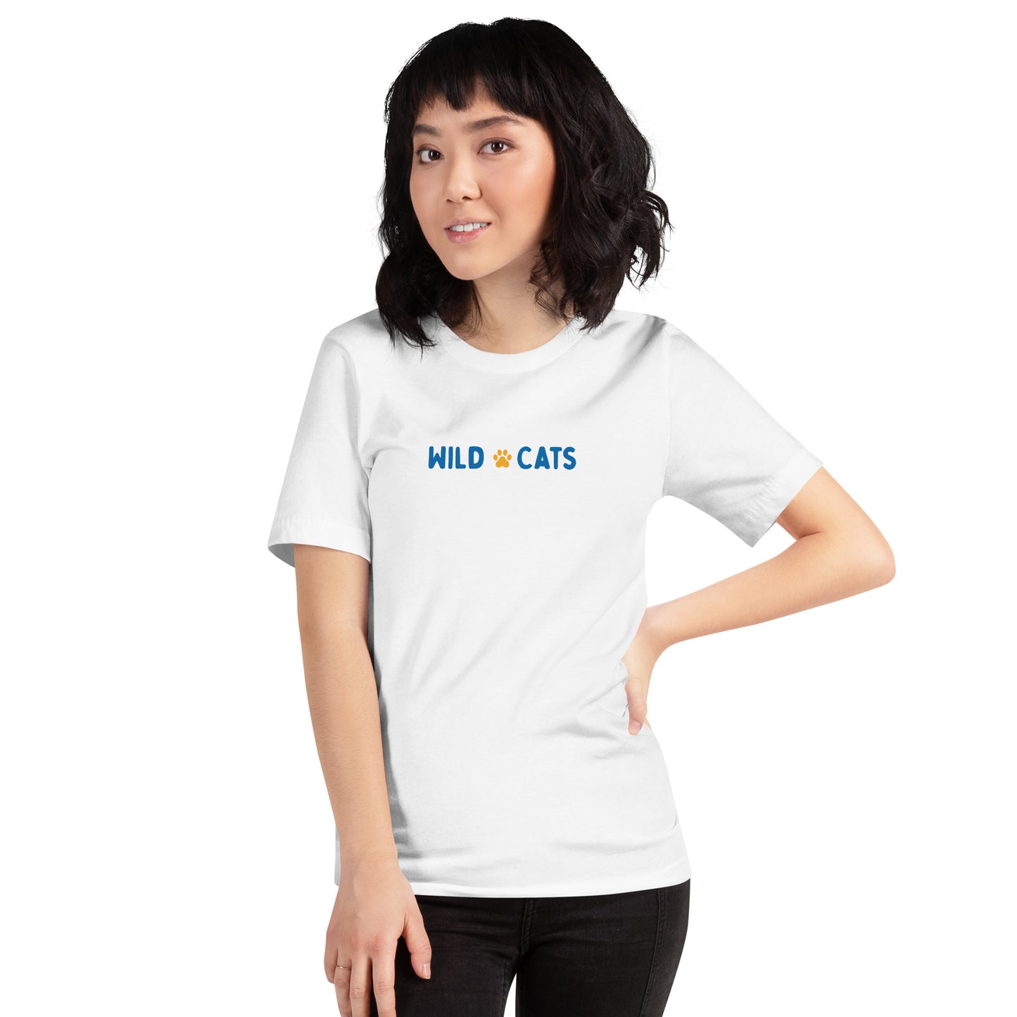 White and Blue Wild Cats Unisex Adult T-Shirt