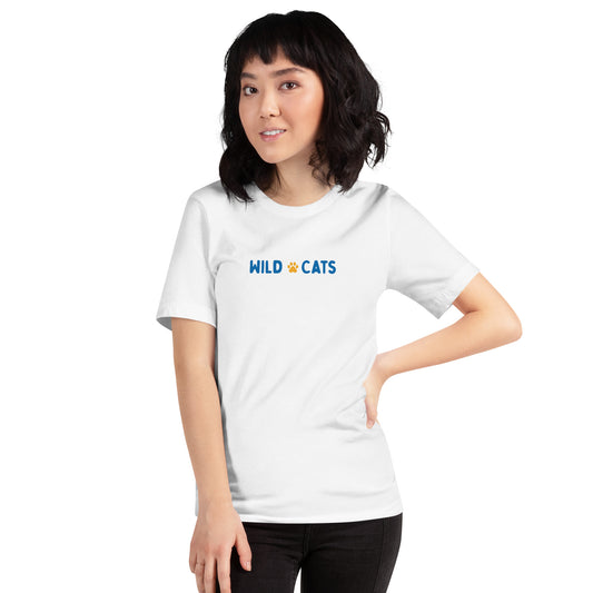 White and Blue Wild Cats Unisex Adult T-Shirt